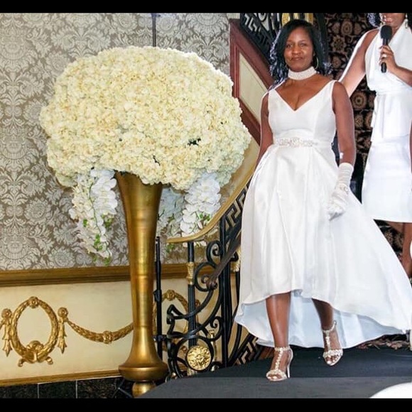 Adrianna Papell Dresses & Skirts - White High-Low Formal Dress